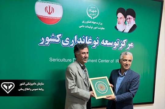 تجلیل از معاون بهداشت و مدیریت بیماری های زنبورعسل سازمان دامپزشکی کشور برای حمایت از صنعت نوغانداری  